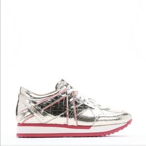 JIMMY CHOO Metallic Croc-Embossed Sneakers
